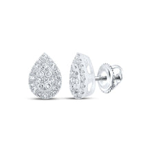 Load image into Gallery viewer, Radiant Diamond Teardrop Earrings in 10kt White Gold - Splendid Jewellery Top view from the 10Kt White Gold Womens Round Diamond Teardrop Earrings 1 4 Cttwpin213525 collection by Splendid Jewellery