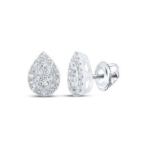 Earrings | 10kt White Gold Womens Round Diamond Teardrop Earrings 1/4 Cttw | Splendid Jewellery GND