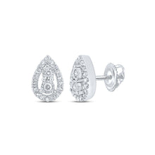 Load image into Gallery viewer, Teardrop Brilliance: 10kt White Gold Diamond Earrings Top view from the 10Kt White Gold Womens Round Diamond Teardrop Earrings 1 5 Cttwpin213506 collection by Splendid Jewellery