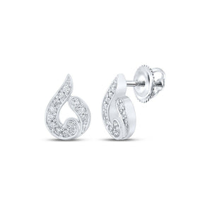 Earrings | 10kt White Gold Womens Round Diamond Teardrop Earrings 1/6 Cttw | Splendid Jewellery GND