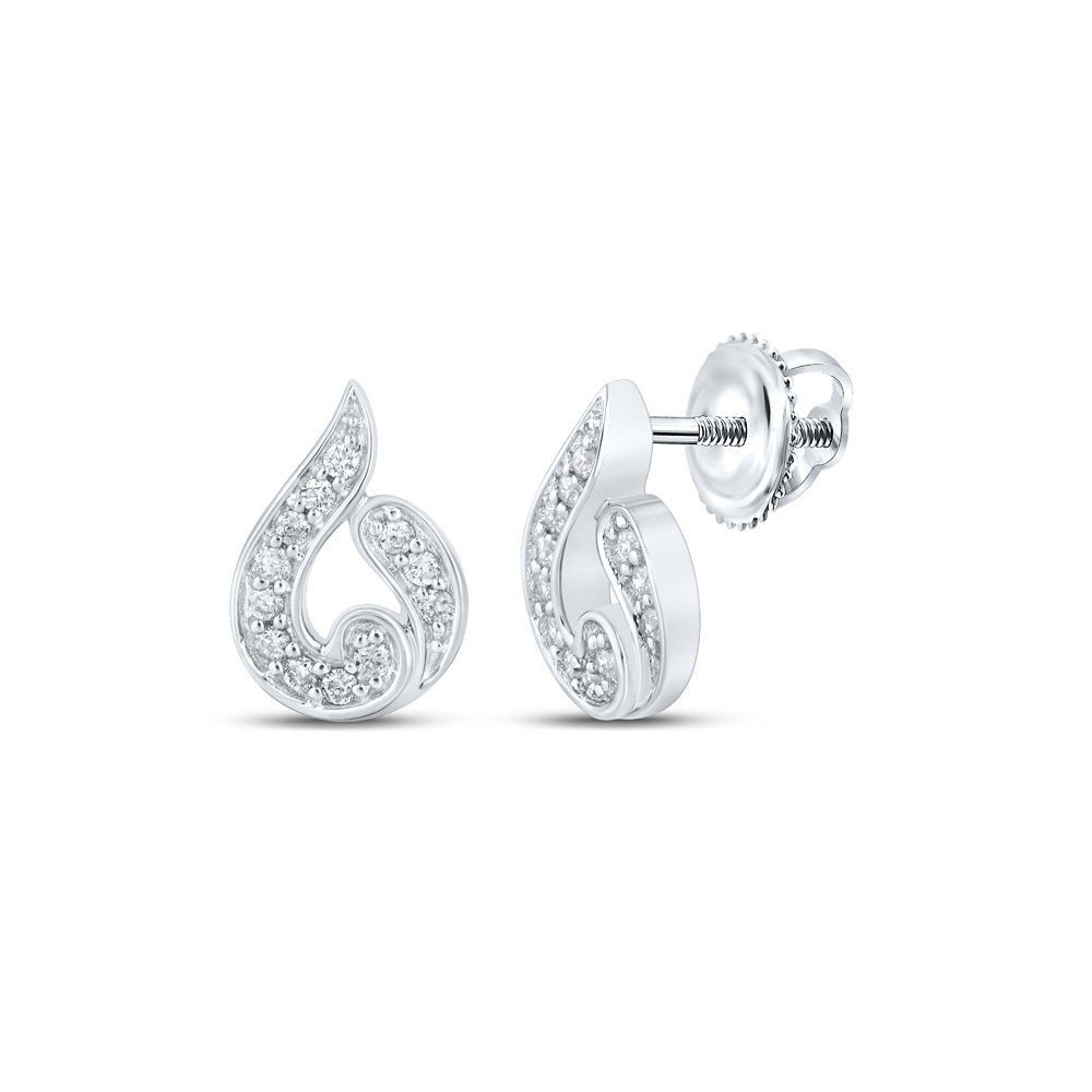 Earrings | 10kt White Gold Womens Round Diamond Teardrop Earrings 1/6 Cttw | Splendid Jewellery GND