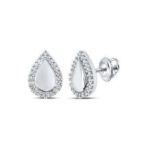 Earrings | 10kt White Gold Womens Round Diamond Teardrop Earrings 1/8 Cttw | Splendid Jewellery GND