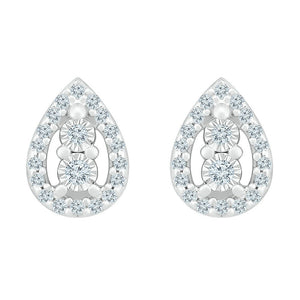 Earrings | 10kt White Gold Womens Round Diamond Teardrop Earrings 1/8 Cttw | Splendid Jewellery GND