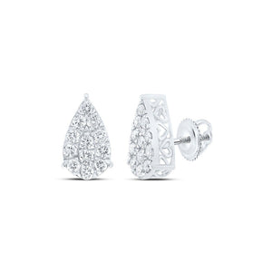 Earrings | 10kt White Gold Womens Round Diamond Teardrop Earrings 3/4 Cttw | Splendid Jewellery GND