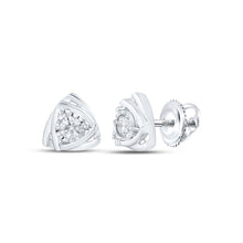 Load image into Gallery viewer, Sparkling Diamond Triangle Cluster Earrings in 10kt White Gold Top view from the 10Kt White Gold Womens Round Diamond Triangle Cluster Earrings 1 6 Cttwpin214798 collection by Splendid Jewellery