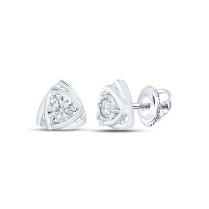 Earrings | 10kt White Gold Womens Round Diamond Triangle Cluster Earrings 1/6 Cttw | Splendid Jewellery GND