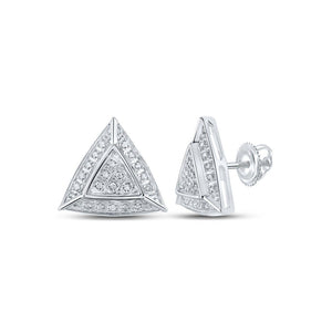 Earrings | 10kt White Gold Womens Round Diamond Triangle Earrings 1/8 Cttw | Splendid Jewellery GND