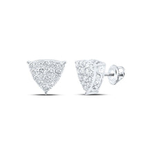 Load image into Gallery viewer, Splendid Jewellery 10kt White Gold Womens Diamond Triangle Earrings Top view from the 10Kt White Gold Womens Round Diamond Triangle Earrings 3 4 Cttwpin219331 collection by Splendid Jewellery