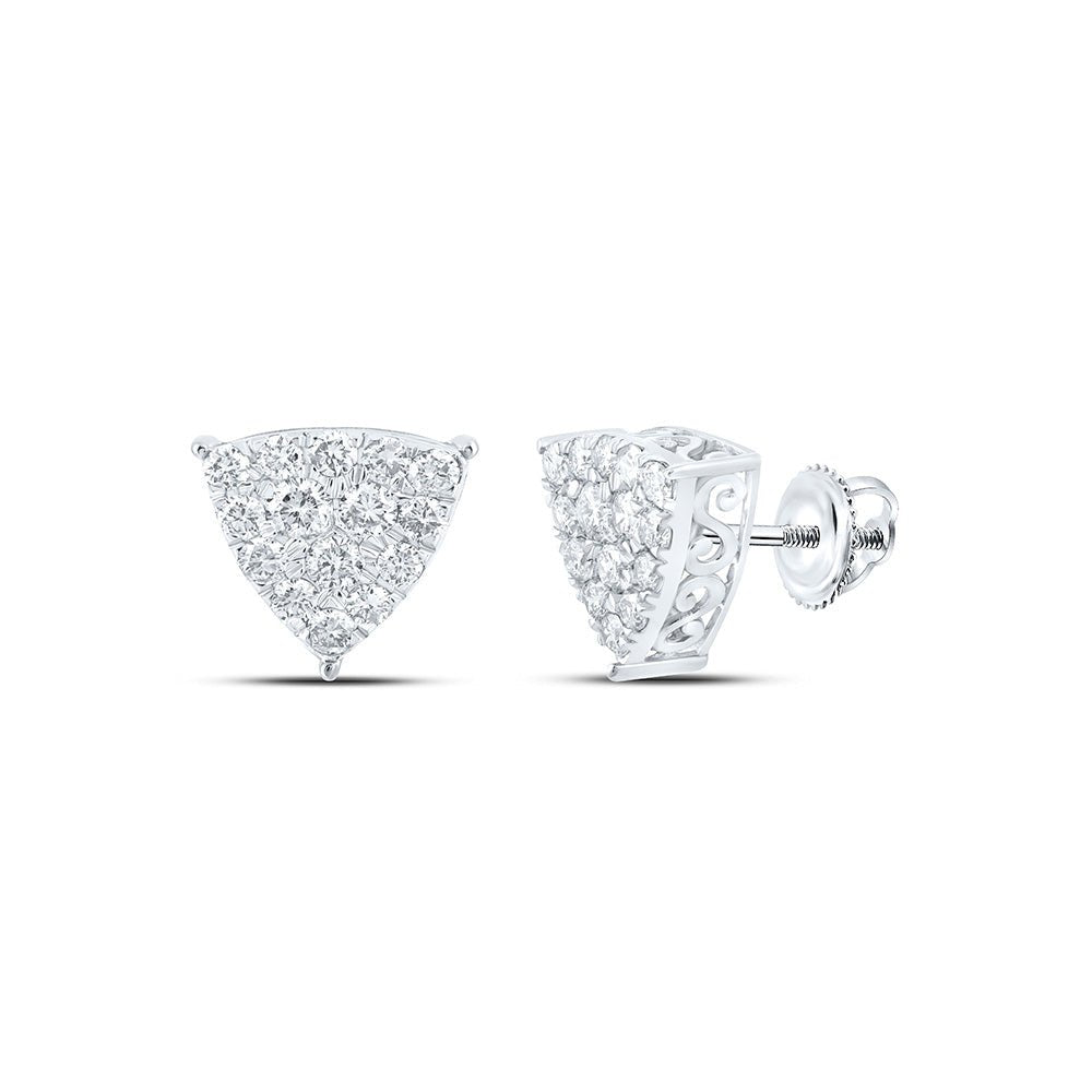 Earrings | 10kt White Gold Womens Round Diamond Triangle Earrings 3/4 Cttw | Splendid Jewellery GND