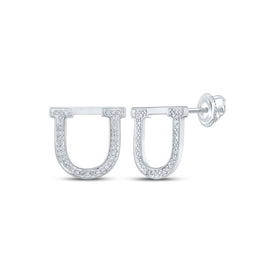 Sparkling Initial Brilliance: 10kt White Gold Womens Round Diamond U Initial Letter Earrings 1/6 Cttw Top view from the 10Kt White Gold Womens Round Diamond U Initial Letter Earrings 1 6 Cttwpin215073 collection by Splendid Jewellery