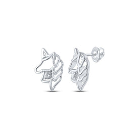 Enchanted Unicorn Sparkle Earrings Top view from the 10Kt White Gold Womens Round Diamond Unicorn Earrings 1 20 Cttwpin214058 collection by Splendid Jewellery