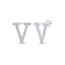 Load image into Gallery viewer, 10kt White Gold Diamond Initial Earrings - Personalized Elegance by Splendid Jewellery Top view from the 10Kt White Gold Womens Round Diamond V Initial Letter Earrings 1 8 Cttwpin215050 collection by Splendid Jewellery