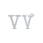 10kt White Gold Diamond Initial Earrings - Personalized Elegance by Splendid Jewellery Top view from the 10Kt White Gold Womens Round Diamond V Initial Letter Earrings 1 8 Cttwpin215050 collection by Splendid Jewellery