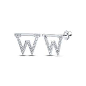 Diamond Initial Earrings in 10kt White Gold - Personalized Elegance Top view from the 10Kt White Gold Womens Round Diamond W Initial Letter Earrings 1 6 Cttwpin215055 collection by Splendid Jewellery