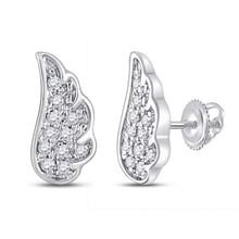 Load image into Gallery viewer, Celestial Serenity: 10kt White Gold Womens Round Diamond Wing Angel Earrings 1/20 Cttw Top view from the 10Kt White Gold Womens Round Diamond Wing Angel Earrings 1 20 Cttwpin270059 collection by Splendid Jewellery