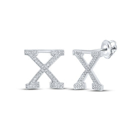 10kt White Gold Womens Round Diamond X Initial Letter Earrings 1/5 Cttw | Personalized Elegance Top view from the 10Kt White Gold Womens Round Diamond X Initial Letter Earrings 1 5 Cttwpin215051 collection by Splendid Jewellery