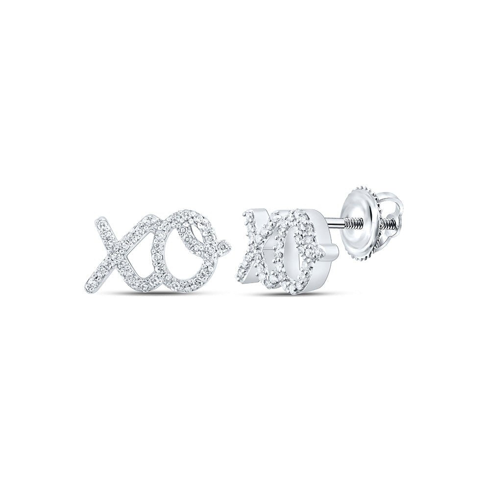 Earrings | 10kt White Gold Womens Round Diamond XO Fashion Earrings 1/6 Cttw | Splendid Jewellery GND