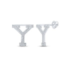 Y Initial Sparkling Diamond Earrings in 10kt White Gold Top view from the 10Kt White Gold Womens Round Diamond Y Initial Letter Earrings 1 8 Cttwpin215056 collection by Splendid Jewellery