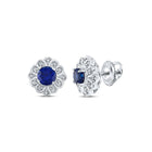 10kt White Gold Cluster of Lab-Created Blue Sapphire Earrings - A Captivating Display of Elegance Top view from the 10Kt White Gold Womens Round Lab Created Blue Sapphire Cluster Earrings 3 4 Cttwpin210704 collection by Splendid Jewellery