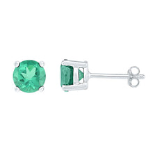 Load image into Gallery viewer, 10kt White Gold Luxe Emerald Solitaire Earrings Top view from the 10Kt White Gold Womens Round Lab Created Emerald Solitaire Earrings 2 Cttwpin201344 collection by Splendid Jewellery