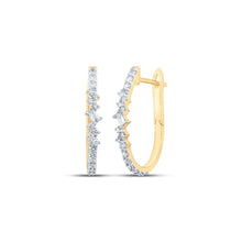 Load image into Gallery viewer, 10kt Golden Radiance Baguette Diamond Hoop Earrings product  Top View from Splendid Jewellery