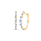 10kt Yellow Gold Baguette and Round Diamond Hoop Earrings product  Top View from Splendid Jewellery