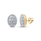 10kt Yellow Gold Baguette and Round Diamond Oval Earrings - Timeless Elegance and Sparkling Brilliance product  Top View from Splendid Jewellery