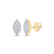 Load image into Gallery viewer, Dazzling Brilliance: 10kt Yellow Gold Baguette Diamond Oval Earrings product  Top View from Splendid Jewellery