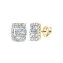 Load image into Gallery viewer, Dazzling Clustered Baguette Diamond Earrings in 10kt Yellow Gold product  Top View from Splendid Jewellery