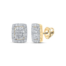 Load image into Gallery viewer, 10kt Radiant Diamond Cluster Earrings in Yellow Gold - A Dazzling Delight product  Top View from Splendid Jewellery