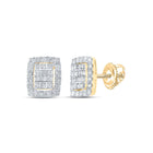 Exquisite 10kt Yellow Gold Baguette Diamond Rectangle Cluster Earrings product  Top View from Splendid Jewellery