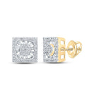 10kt Golden Brilliance Diamond Square Earrings product  Top View from Splendid Jewellery