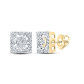 10kt Golden Brilliance Diamond Square Earrings product  Top View from Splendid Jewellery