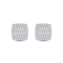 Load image into Gallery viewer, Splendid Jewellery 10kt Yellow Gold Baguette Diamond Square Earrings product Side View from Splendid Jewellery