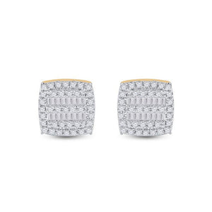 Earrings | 10kt Yellow Gold Womens Baguette Diamond Square Earrings 1/3 Cttw | Splendid Jewellery GND