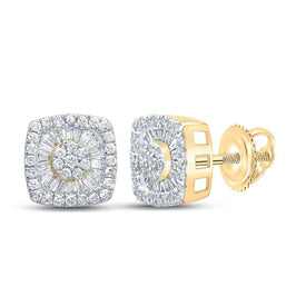 Radiant Gold Baguette Diamond Square Earrings product  Top View from Splendid Jewellery