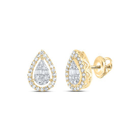 10kt Golden Teardrop Diamond Earrings - A Dazzling Delight product  Top View from Splendid Jewellery