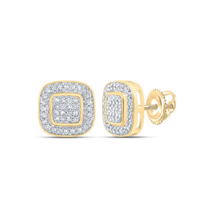 Earrings | 10kt Yellow Gold Womens Diamond Rounded Square Earrings 1/4 Cttw | Splendid Jewellery GND