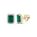 Splendid Jewellery 10kt Yellow Gold Lab-Created Emerald Diamond Stud Earrings product  Top View from Splendid Jewellery