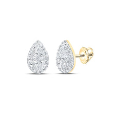 Load image into Gallery viewer, 10kt Yellow Gold Pear Diamond Teardrop Earrings: A Captivating Masterpiece product  Top View from Splendid Jewellery