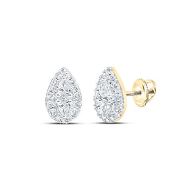 10kt Yellow Gold Pear Diamond Teardrop Earrings: A Captivating Masterpiece product  Top View from Splendid Jewellery