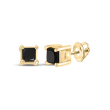 Load image into Gallery viewer, 10kt Golden Princess Black Diamond Solitaire Earrings product  Top View from Splendid Jewellery