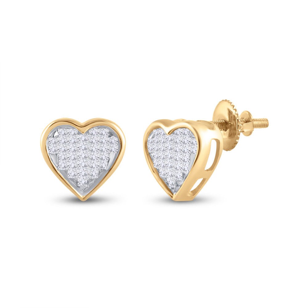 Earrings | 10kt Yellow Gold Womens Princess Diamond Heart Earrings 1/3 Cttw | Splendid Jewellery GND