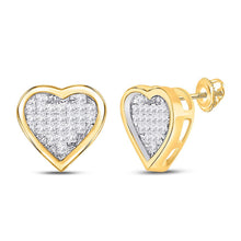 Load image into Gallery viewer, Captivating Hearts of Elegance: 10kt Yellow Gold Princess Diamond Heart Earrings product  Top View from Splendid Jewellery