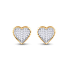 Load image into Gallery viewer, Romantic Radiance: 10kt Yellow Gold Princess Diamond Heart Earrings product Side View from Splendid Jewellery