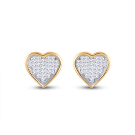 Romantic Radiance: 10kt Yellow Gold Princess Diamond Heart Earrings product Side View from Splendid Jewellery