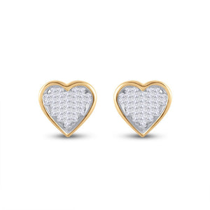 Earrings | 10kt Yellow Gold Womens Princess Diamond Heart Earrings 1/3 Cttw | Splendid Jewellery GND