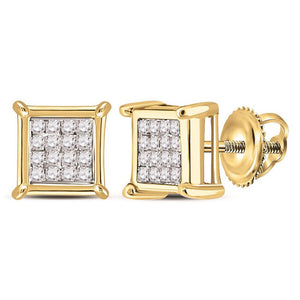 Earrings | 10kt Yellow Gold Womens Princess Diamond Square Earrings 1/6 Cttw | Splendid Jewellery GND