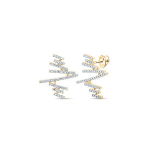 Earrings | 10kt Yellow Gold Womens Round Abstract Bar Earrings 1/3 Cttw | Splendid Jewellery GND
