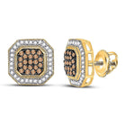 10kt Yellow Gold Octagon Cluster Diamond Earrings - A Captivating Statement of Elegance  Top View from Splendid Jewellery